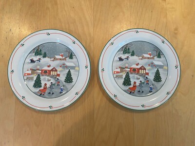 Vintage Lot of 2 SANGO 3900 SILENT NIGHT Salad Plates Jean Lutz 7 1/2'' Diameter