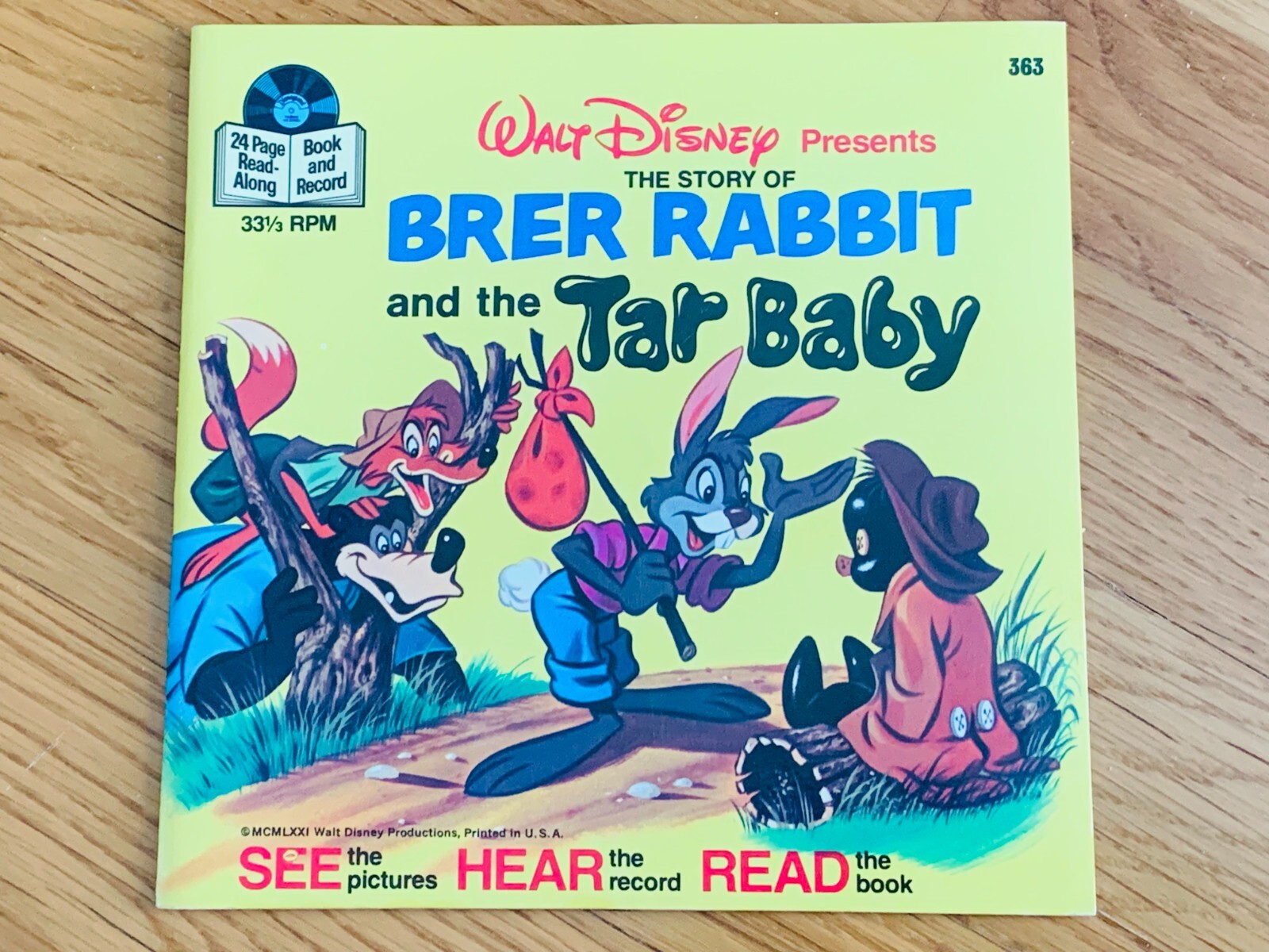 Vintage Brer Rabbit & The Tar Baby Book & Record 33 1/3 Walt