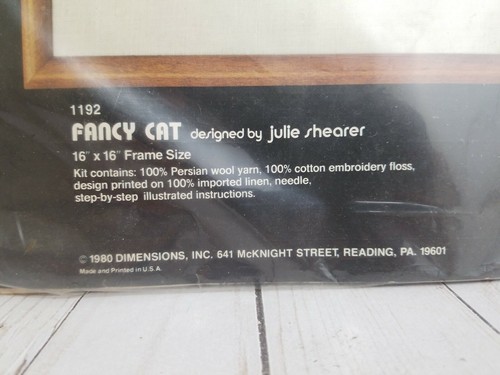 Vintage Dimensions 1192 Fancy Cat Crewel Embroidery Kit Julie Shearer