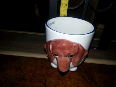 DACHSHUND Dog Porcelain Coffee Mug Cup Ceramic Figurine Quality By DNC Arcadia