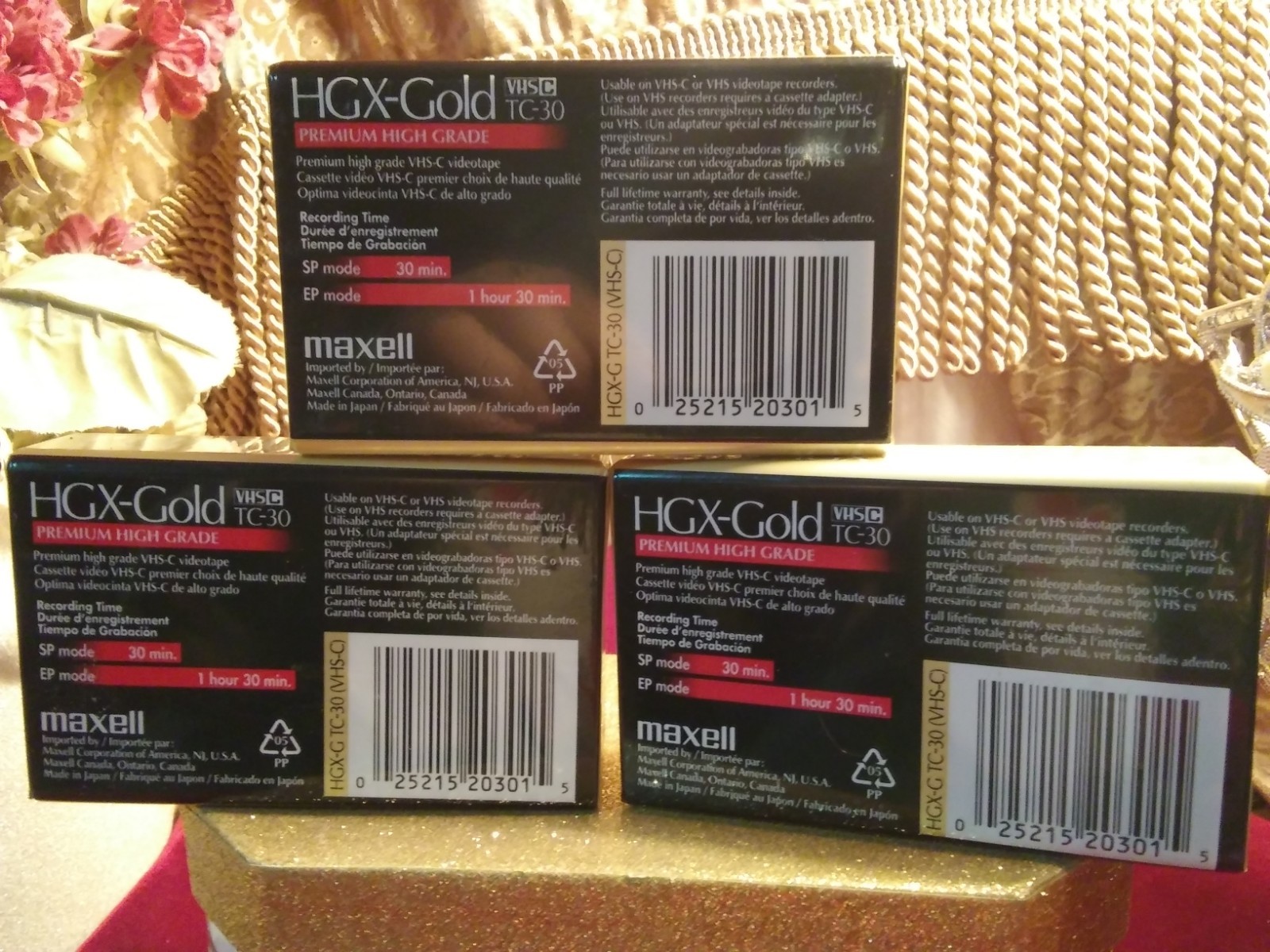 Maxell VHS-C HGX-Gold TC-30 Premium High Grade Sealed Tapes TC 30 New Lot of 3
