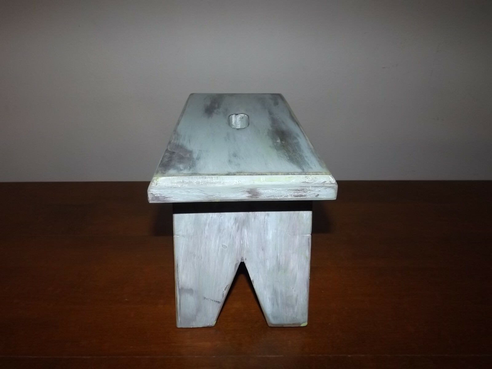 Small Primitive Painted Wood Stool Rustic Farm House Country Decor