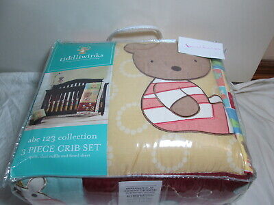 Tiddliwinks ABC 123 COLLECTION 3 pc Crib Set ~ Quilt, Dust Ruffle & Fitted Sheet