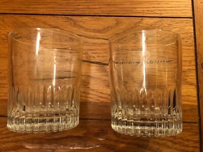Pair of Crown Royal Embossed Logo Bottom Canadian Whiskey Rocks Lowball Glass