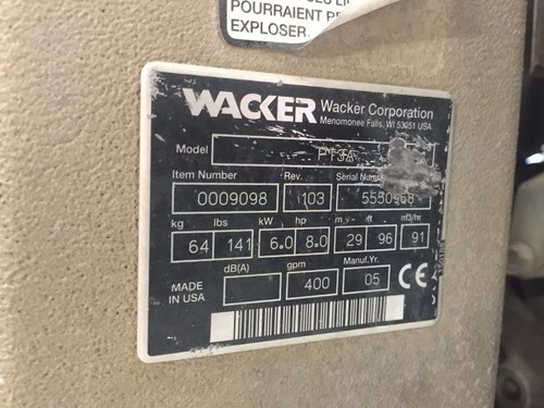 Wacker PT3 Trash Pump 0009098 W/ Honda Motor