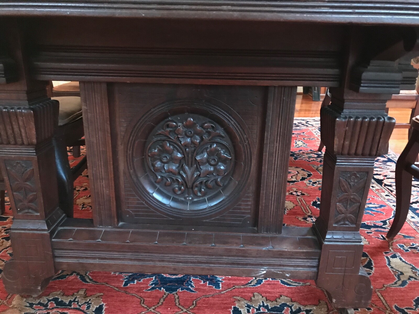Antique Banquet Size Mahogany Dining Table and 18 Dining Chairs