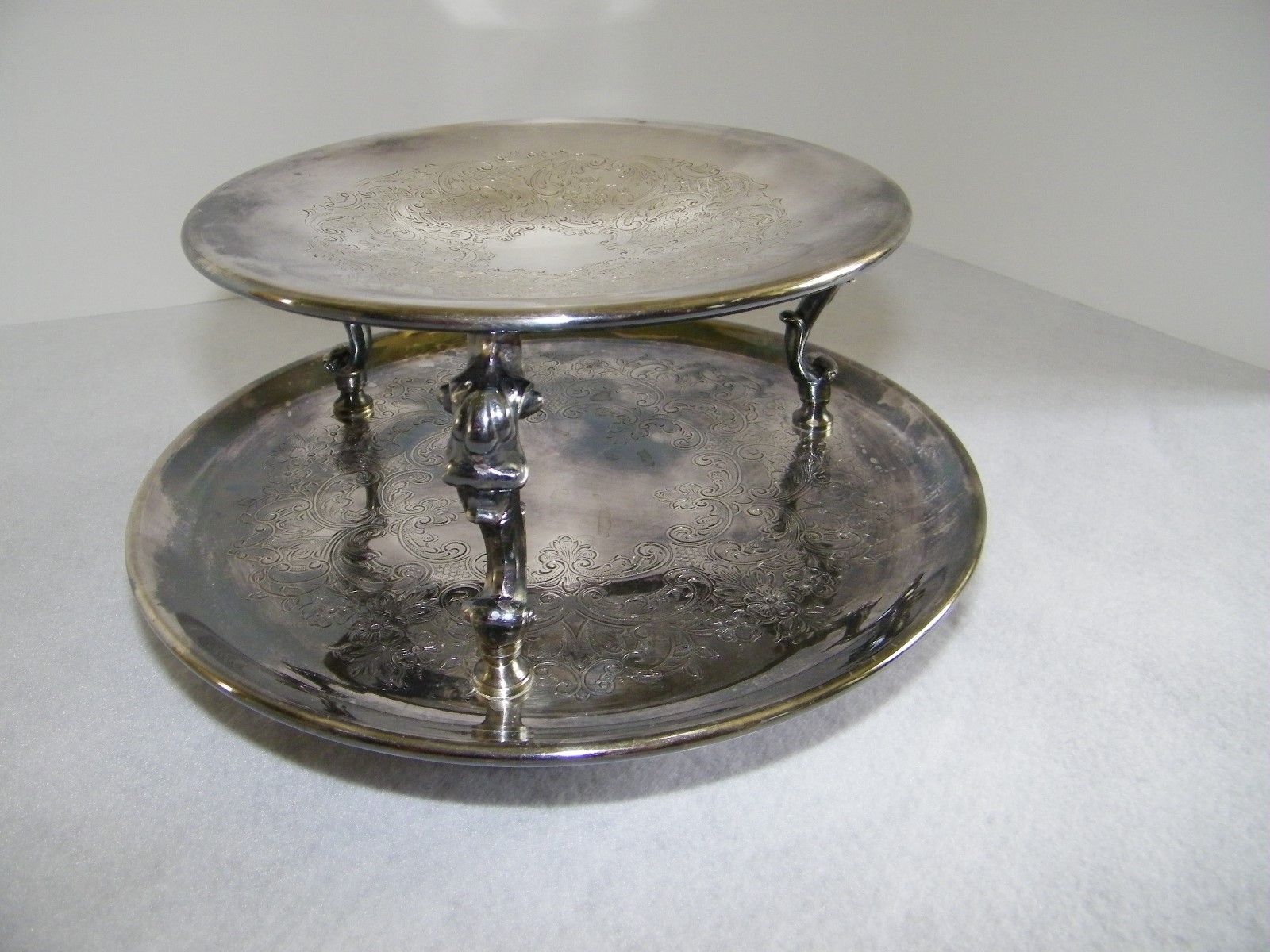 Continental Silver Co. Two Tier Revolving Serving Platters- Silverplate