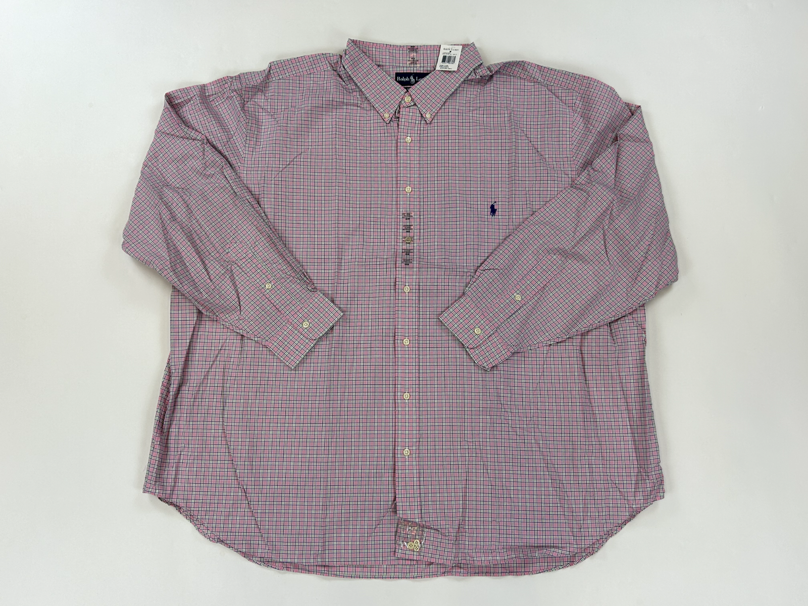 Рубашка Polo Ralph Lauren Big & Tall с длинным рукавом на пуговицах - Розовая в клетку, размер 4XB