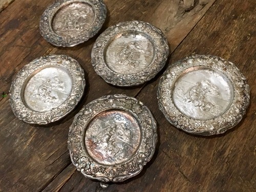 Vintage Set of 5 Silver-plate Butter Pats or Coasters by E G Webster & Son EGW&S