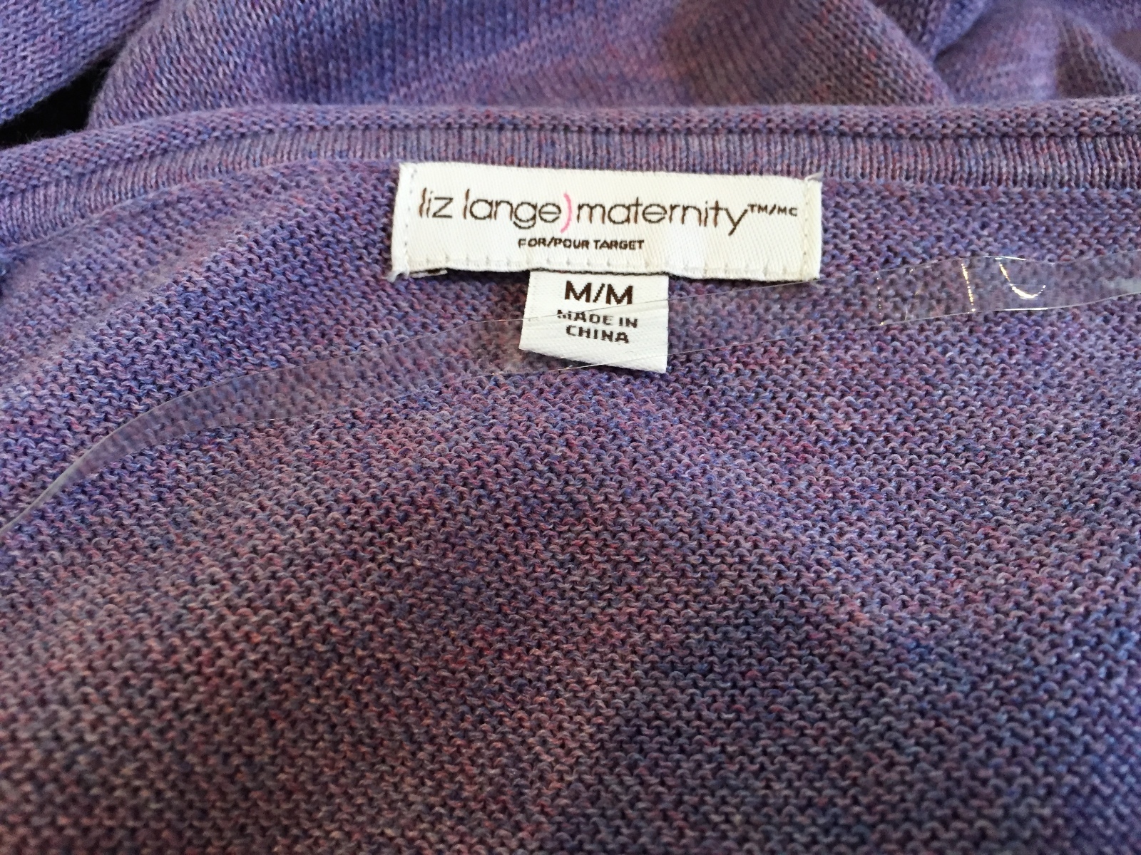 NWT Liz Lange Maternity Heather Purple Ruche Shirred Tunic Sweater Medium
