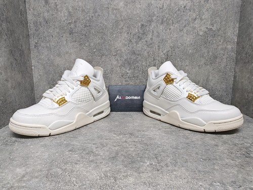 Pre-owned Jordan Level Ss/new - Air  4 "metallic Gold" Vintage Basketball Shoes Aq9129-170 In White