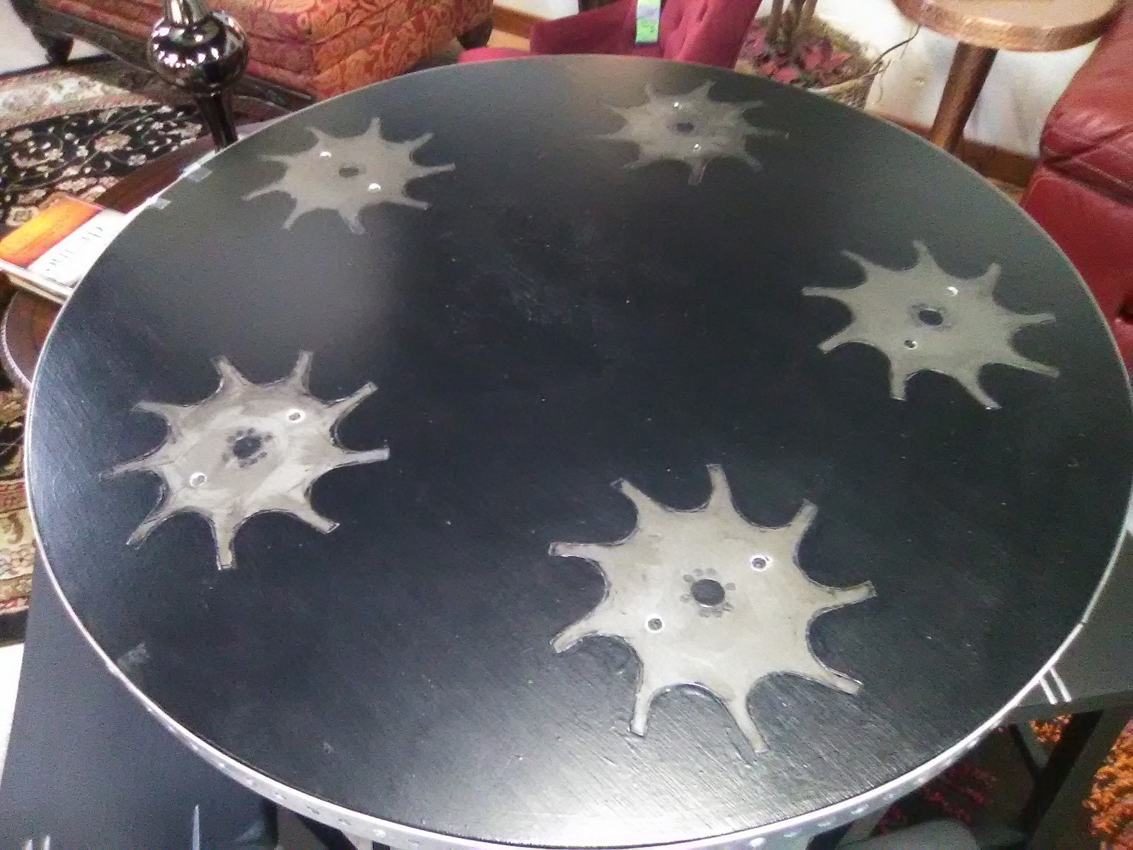 Handmade Bar Table with Gears, includes 4 Bar Stools