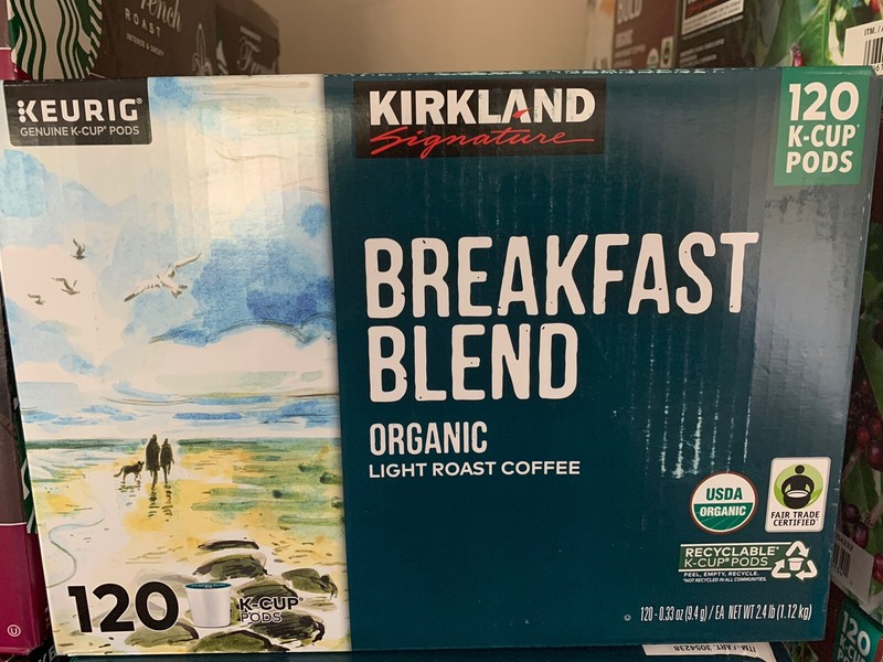 Kirkland Signature Breakfast Blend, Organic Light Roast Coffee, 120 Count