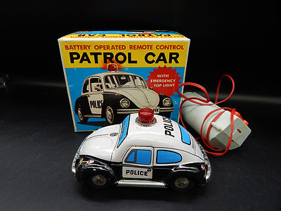 ミニカー Volkswagen Police Bus Volkswagen Bus Police Tin Car Retro VW POLICE showa retro