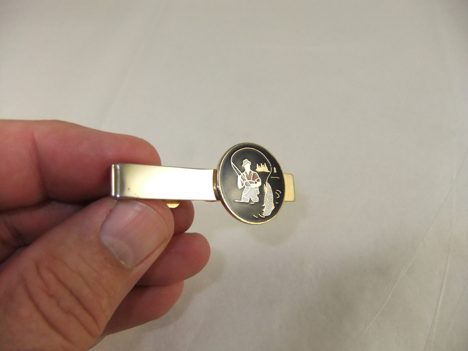 Vintage Jewelry SWANK Enamel Fly Fishing Tie Clip