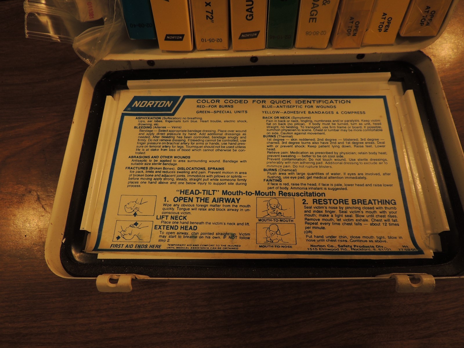 Vintage Wall Mount Original Norton Metal Construction First Aid Kit **FULL**