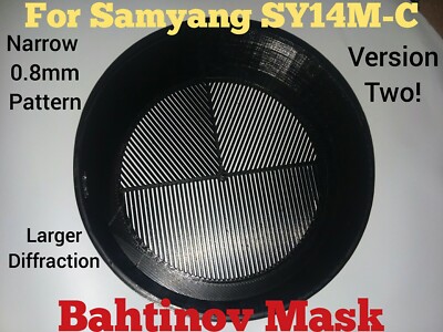 Bahtinov Mask for Samyang SY14M-C 14mm ,0.8 mm pattern larger diffraction 
