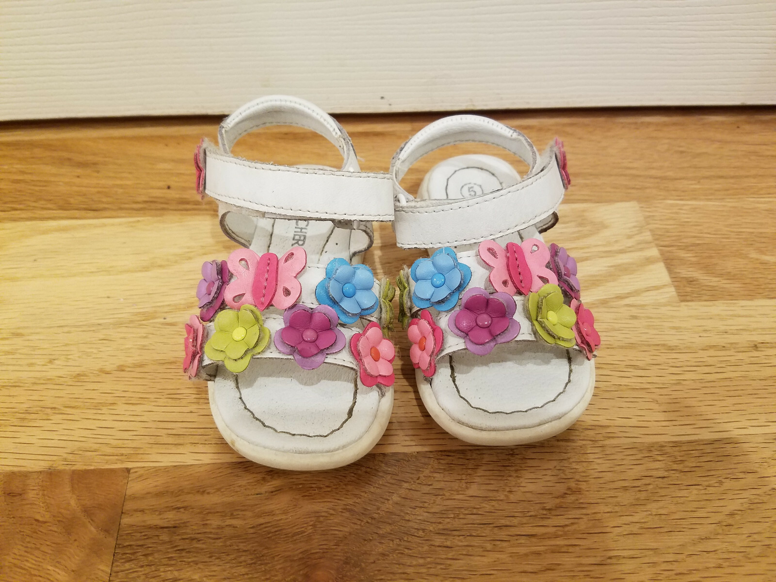 Toddler Girls Cherokee White Flower Sandals Hook & Loop Pink