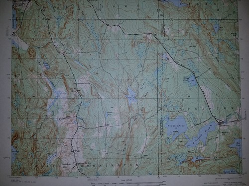 1940's Army (like USGS) topographic map Voluntown Connecticut, RI -6667 III SE