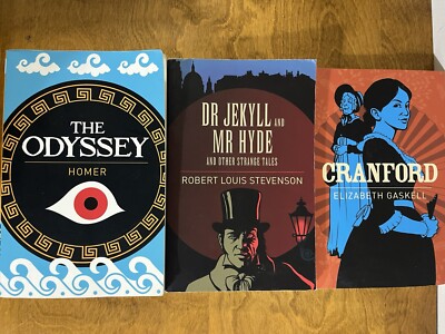 Arcturus Classics 3 Book Lot  The Odyssey Cranford Dr Jekyll Mr Hyde Paperback