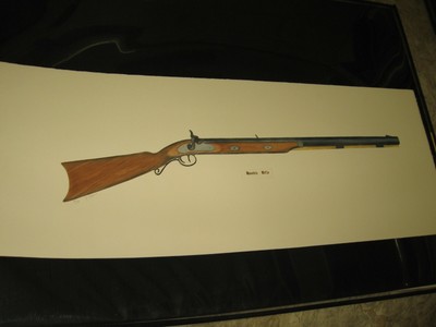 Rare Limited Edition Lithograph Signed by Artist-  HAWKINS RIFLE , 39'' x 14.8''