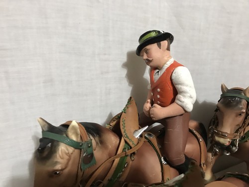 Rare 1920’s Lowenbrau Beer Advertising Horse Wagon Men Barrels