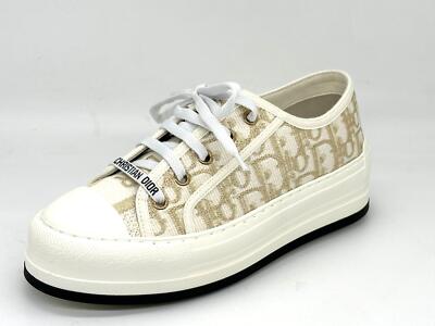 DIOR WALK'N Oblique Lurex Monogram Platform Lace Up Low Top