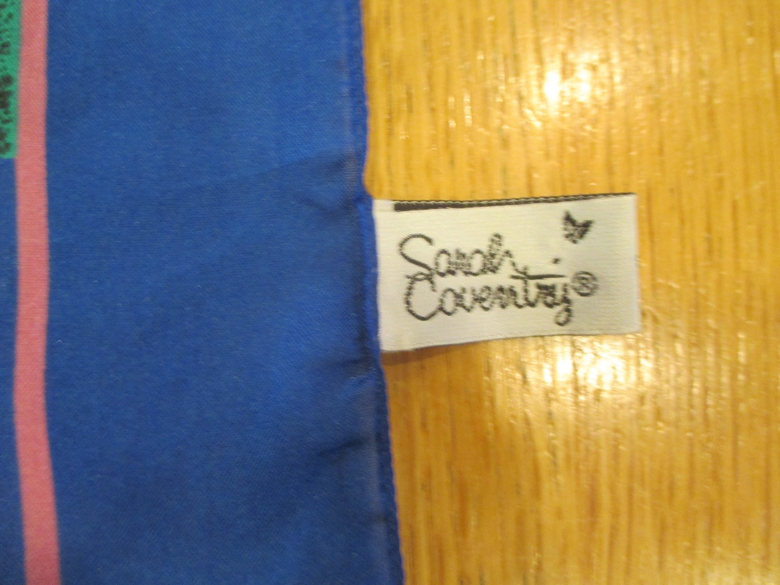 VINTAGE SARAH COVENTRY SCARF with RED, LAVENDER & GREEN ROSES on BLUE 30