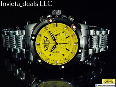 Tresod Men's NAVMASTER Chronograph YELLOW Dial Black Tone Sapphire Crystal Watch