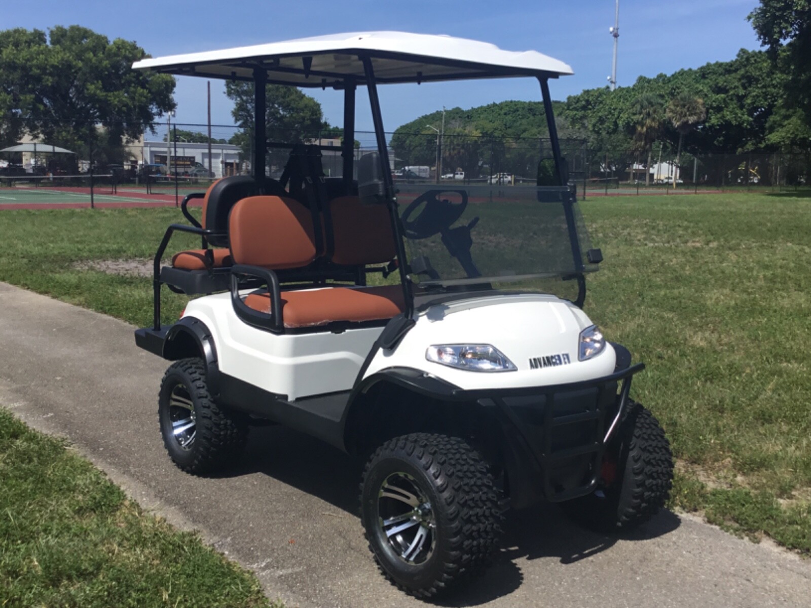 New White 4 Passenger Advanced Ev Lifted Lsv Street Legal Golf Cart