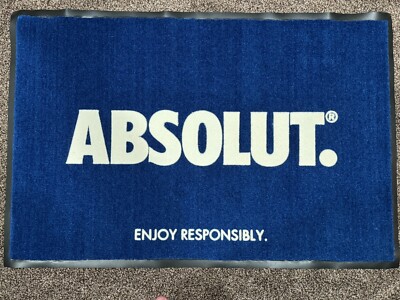 Absolut Vodka Rug Door Mat 35  X 23.5  Slip Resistant Blue White Bar Event Party