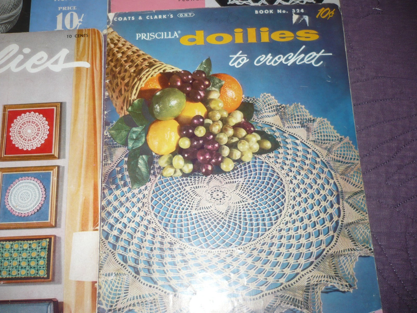 vintage lot of five (5) DOILIES-bedspread to knit, crochet booklets