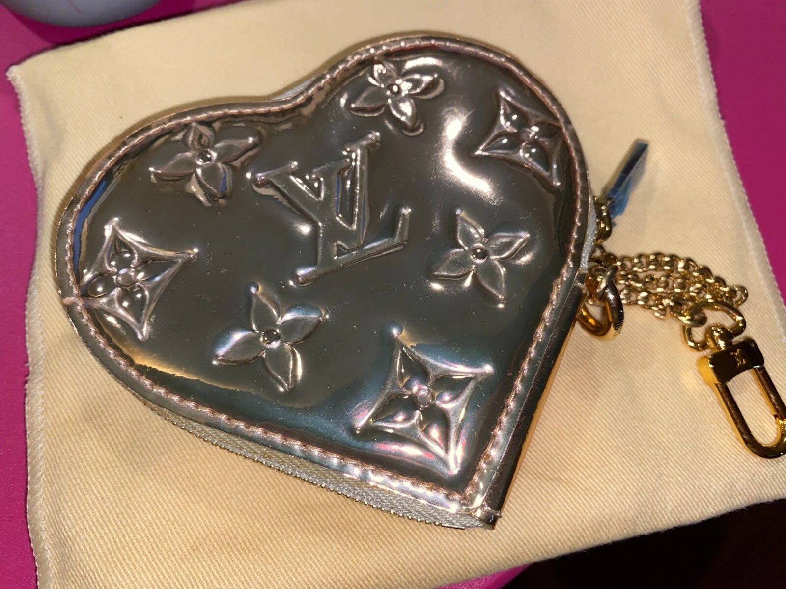 【emis】HEART COIN MIRROR PURSE AUTH NEW LOUIS VUITTON MIRROR MIROIR HEART COIN WALLET GOLD
