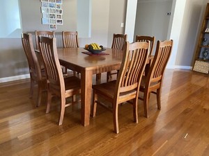 Timber dining table and 8 timber dining chairs | Dining Tables