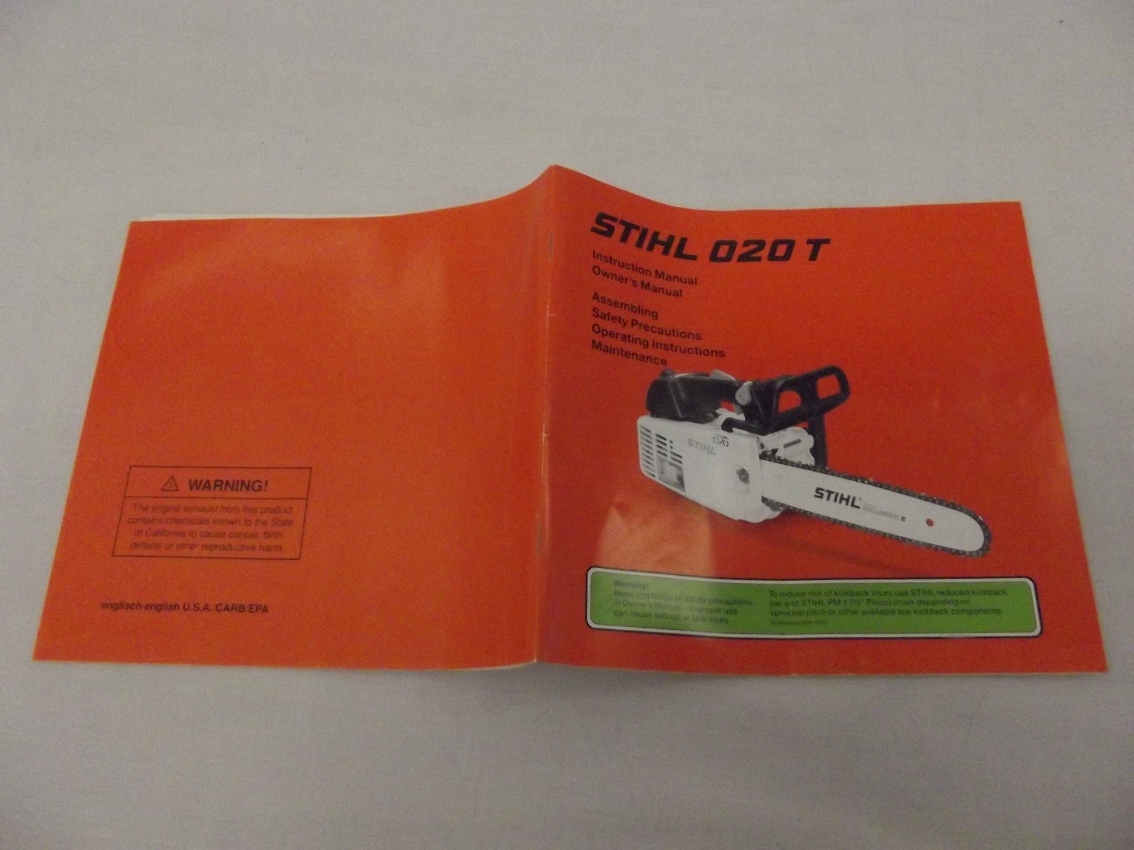 STIHL Owners Manual 020T Chain Saw