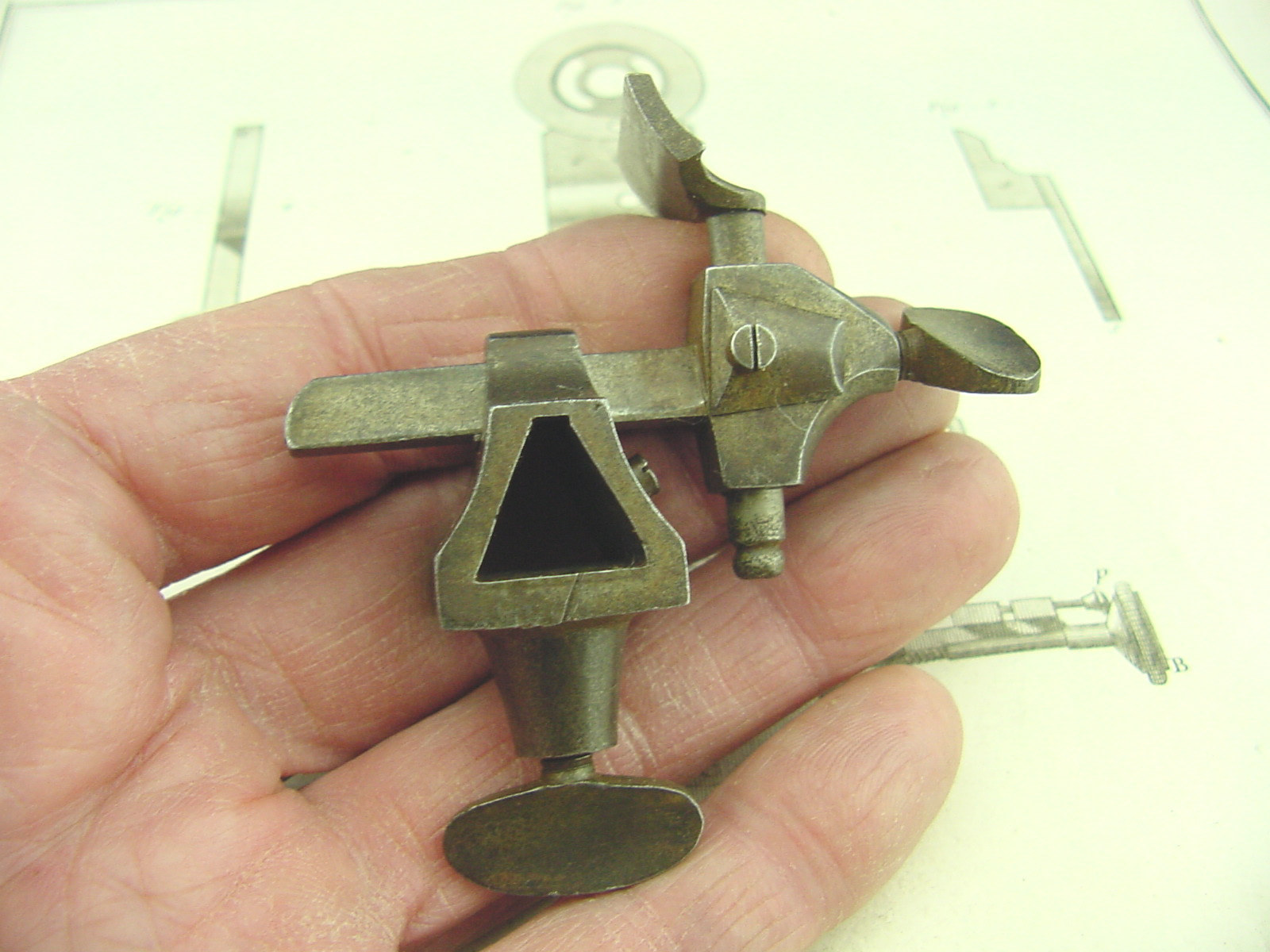 Tool Rest for Antique  Watchmakers Lathe Turns w/ Triangular Bed