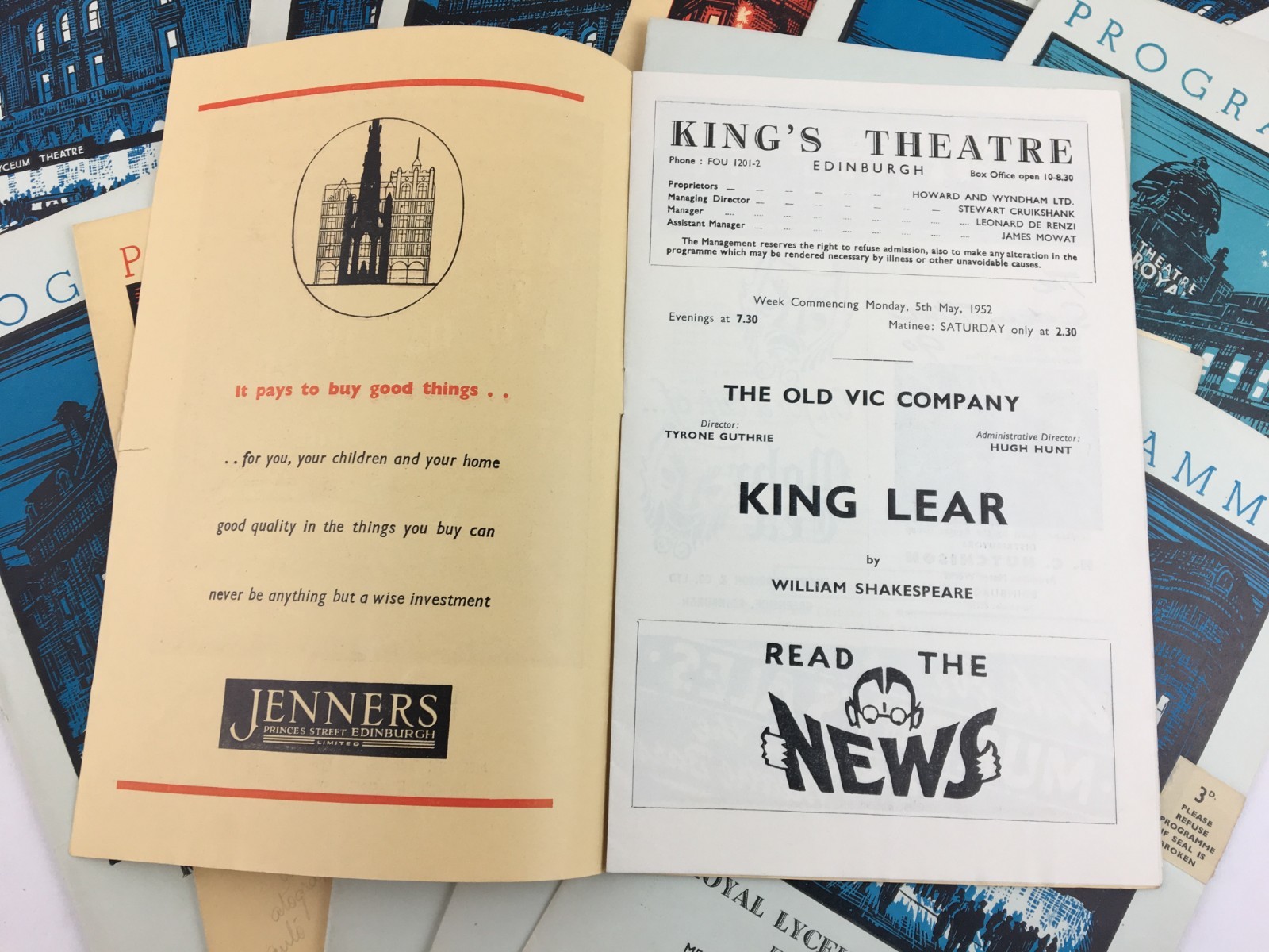 large 1950s lot EDINBURGH GLASGOW Royal Lyceum Kings Royal THEATRE playbills