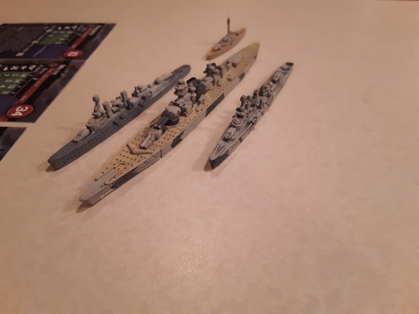 Axis and Allies War at Sea Battleship Moltke and Others Lot of 4 With Cards