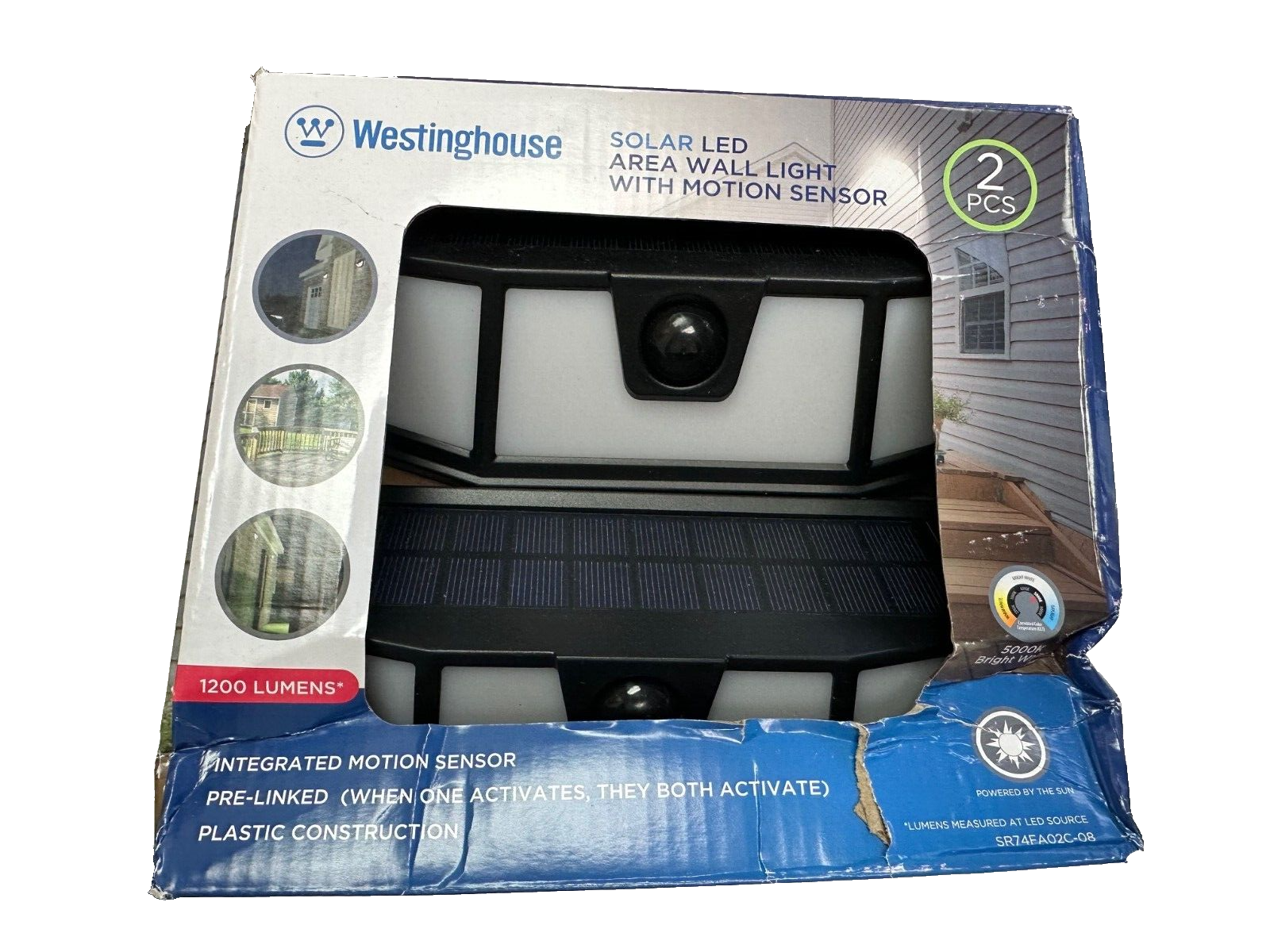 Westinghouse 980378042 Solar LED Area Wall Light W/Motion Sensor (2 Pack)