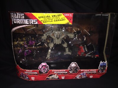 Transformers Movie '07 Starscream, Prime & Arcee Battle Damage EXCLUSIVE  NIB 