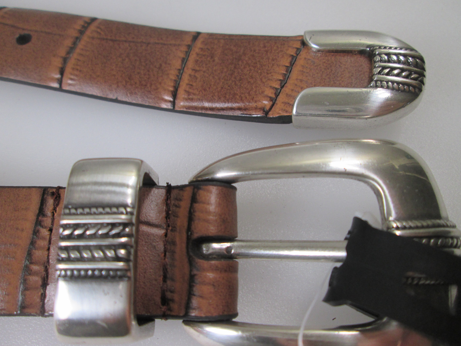 Case of 15 Big & Tall Man Brown Western Leather Belt Silver Buckle,Tip Sz 46