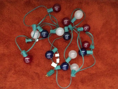 Red White & Blue string of 15 globe  lights works great vintage