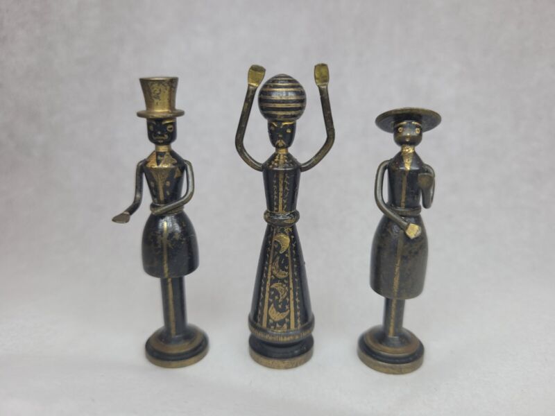 3 Vintage Brass Bible Figures by Hans Teppich Rachel Boucher & Chassid