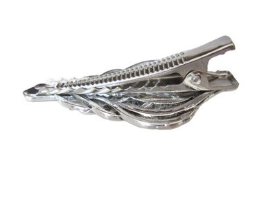 Smaller white oval stone metal alligator hair jewelry clip fine thin hair