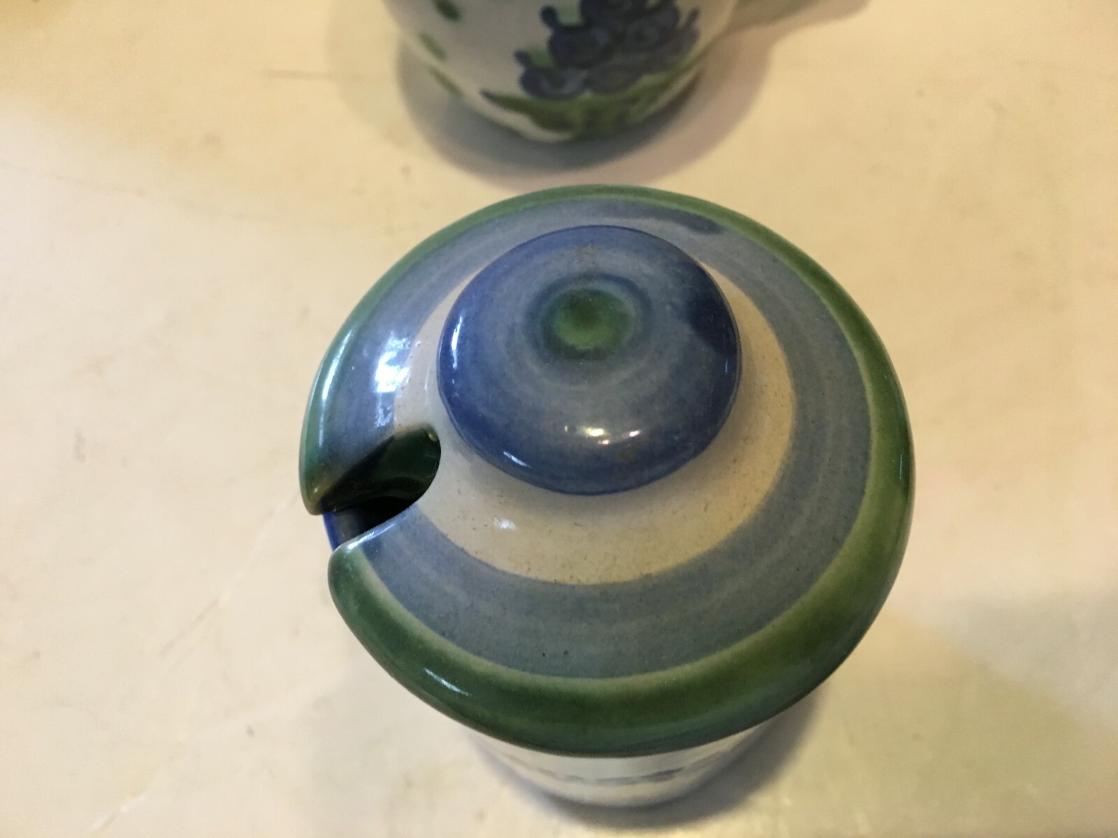 M A Hadley Pottery Bouquet MUSTARD Pot/Jar with Lid and Coffee Cup