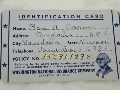 Vintage 1941 Washington National Insurance Paperwork