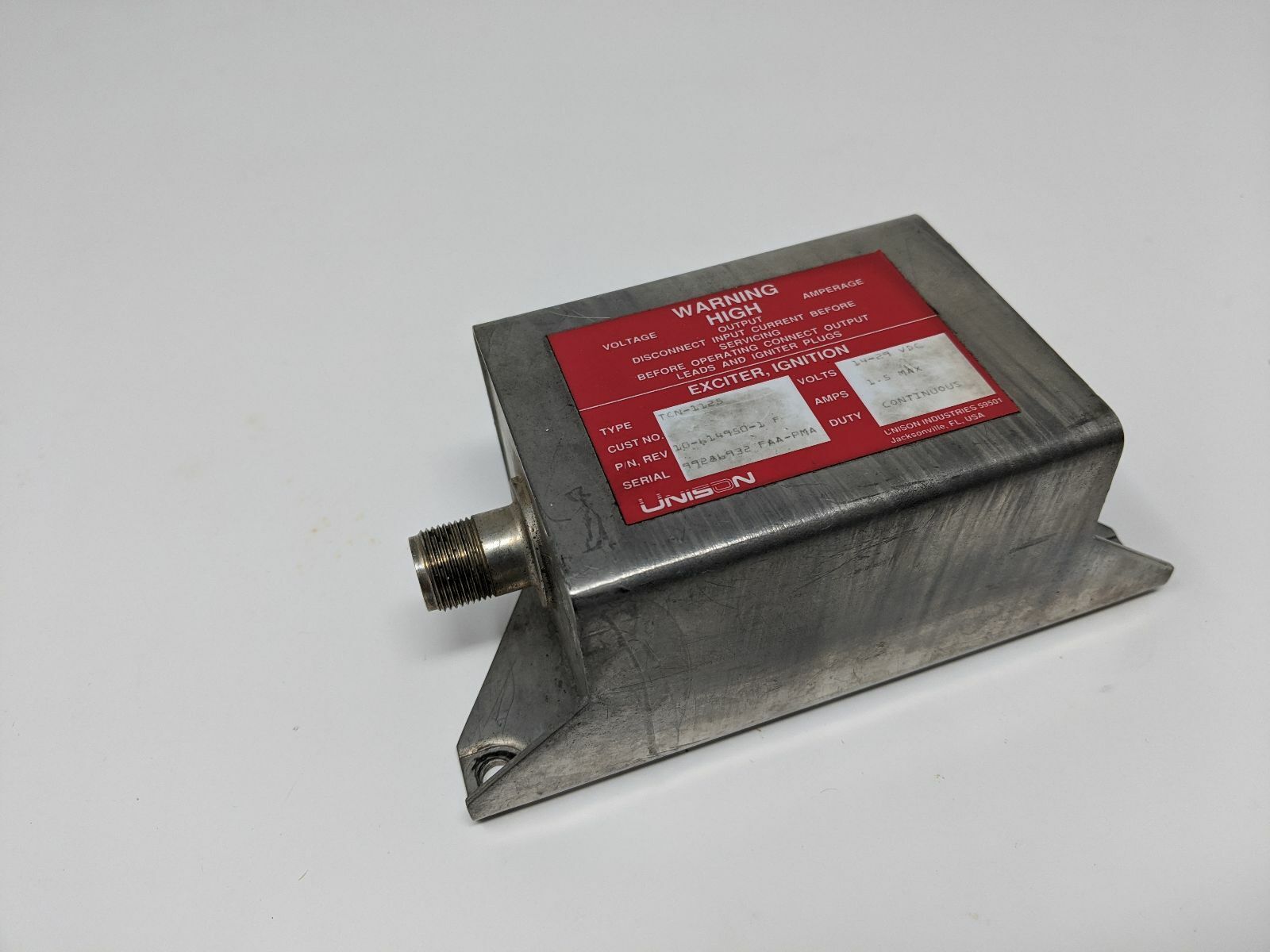 PN: 10-614950-1, Ignition Exciter, SN: 99286932, SV, Unison PN: 10-614950-1, Ignition Exciter, SN: 99286932, SV, Unison