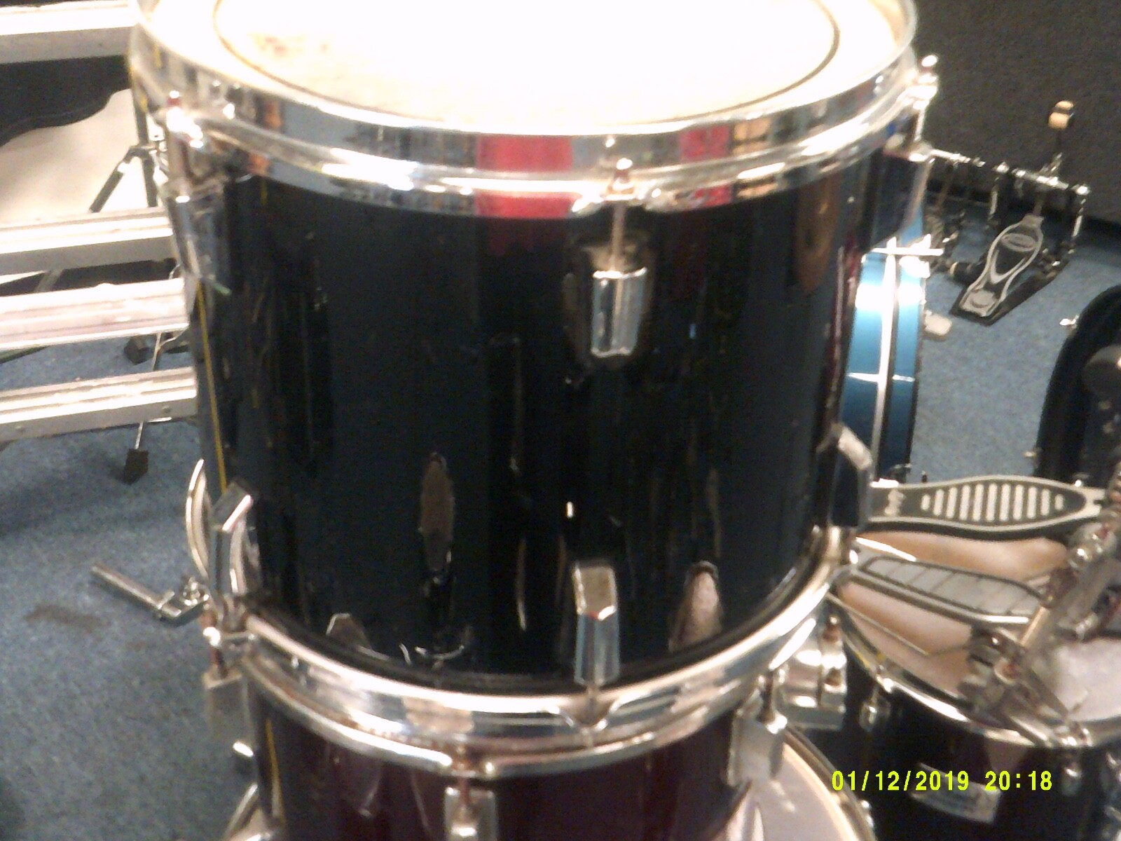 pearl export 13 dia by 11 deep Tom drum  black made in Taiwan vintage