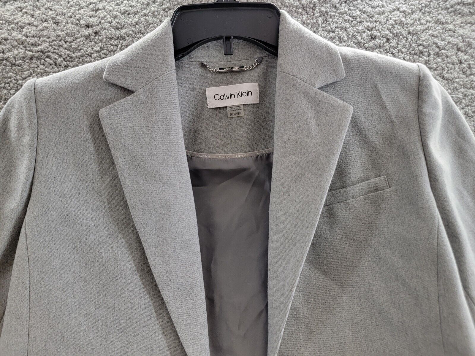 Calvin Klein Petite Cropped Open-Front Blazer Womens 8P Grey Heather Long Sleeve - Picture 3 of 16