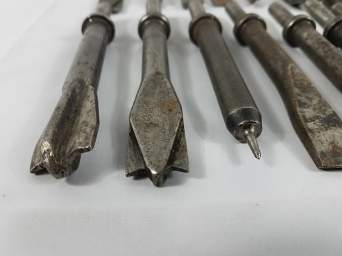 LOT OF 15 VINTAGE PNEUMATIC AIR CHISEL HAMMER BITS BIT Sioux Sears B & D More